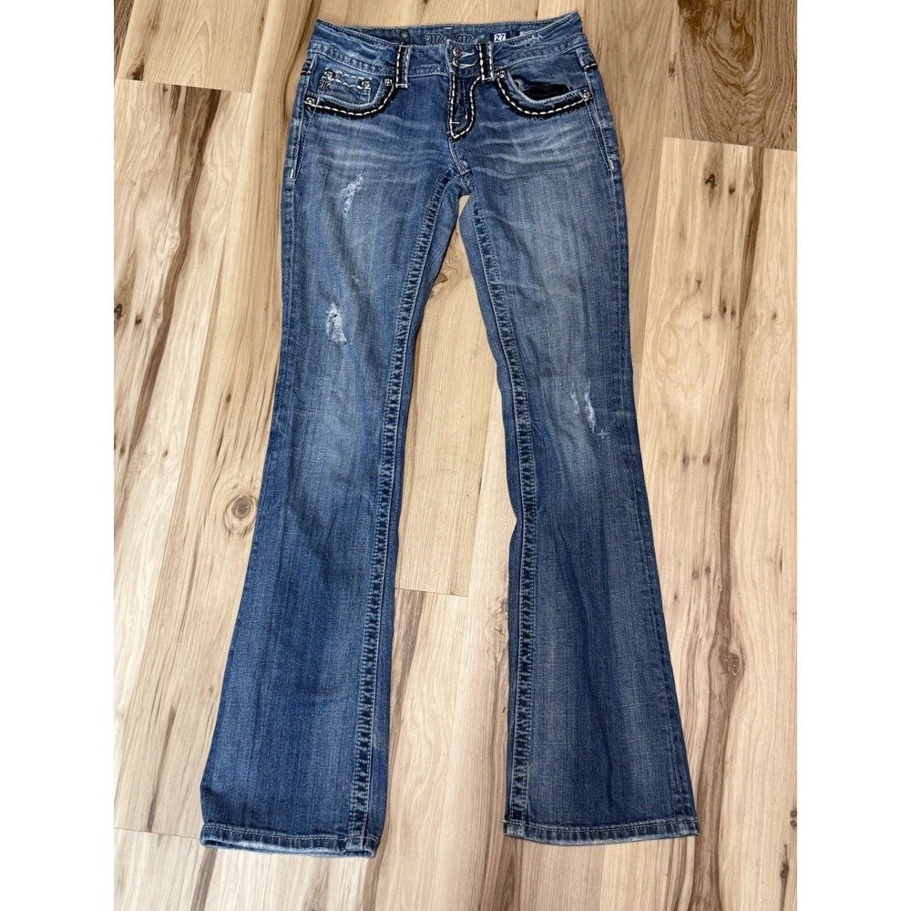 Miss Me Cross Wings JP5142 Embellished Distressed Boot Cut Jeans 27